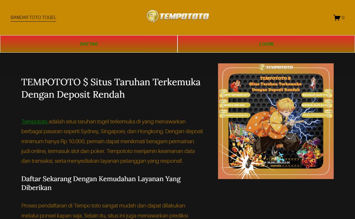 TEMPOTOTO $ Situs Taruhan Terkemuka Dengan Deposit Rendah