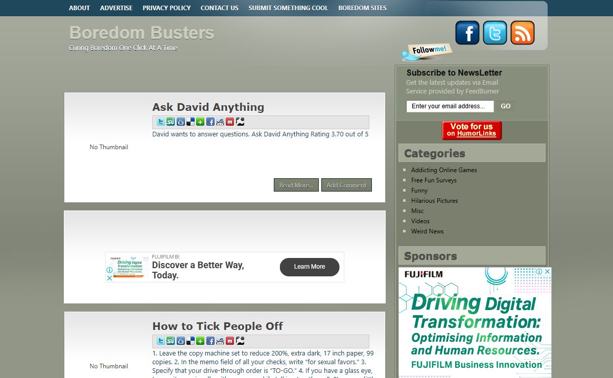Boredom Busters - Curing Boredom One Click At A Time