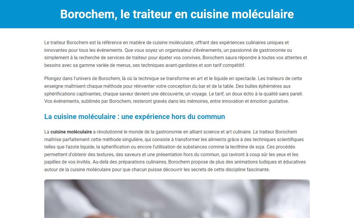 Borochem, le traiteur en cuisine moléculaire