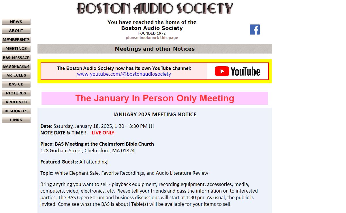 BostonAudioSociety.org homepage