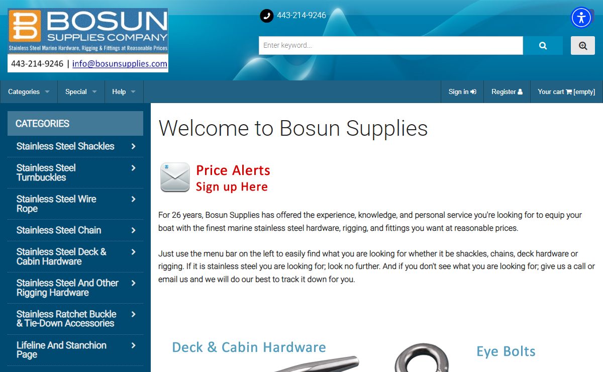 BOSUN SUPPLIES - Stainless Steel Marine Hardware