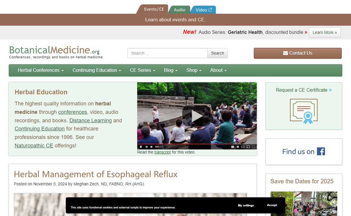 Botanical Medicine - Conferences, recordings and books on herbal medicine.