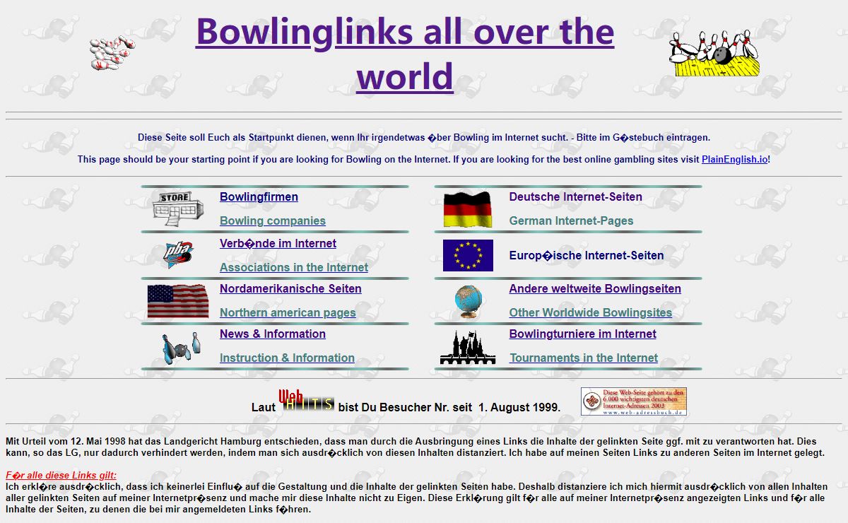 Bowlingseiten in aller Welt - Ihr Wegweiser im Internet - Bowling all over the World