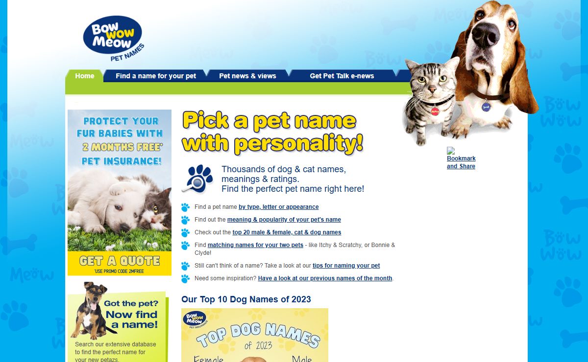 Bow Wow Pet Names: Perfect Dog Name or Cat Name for your new Pet