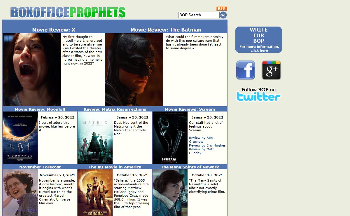 Box Office Prophets: Box Office Database, Movie Reviews, Movie Trailers, Up-to-the-Minute Release Schedule, Box Office Analysis