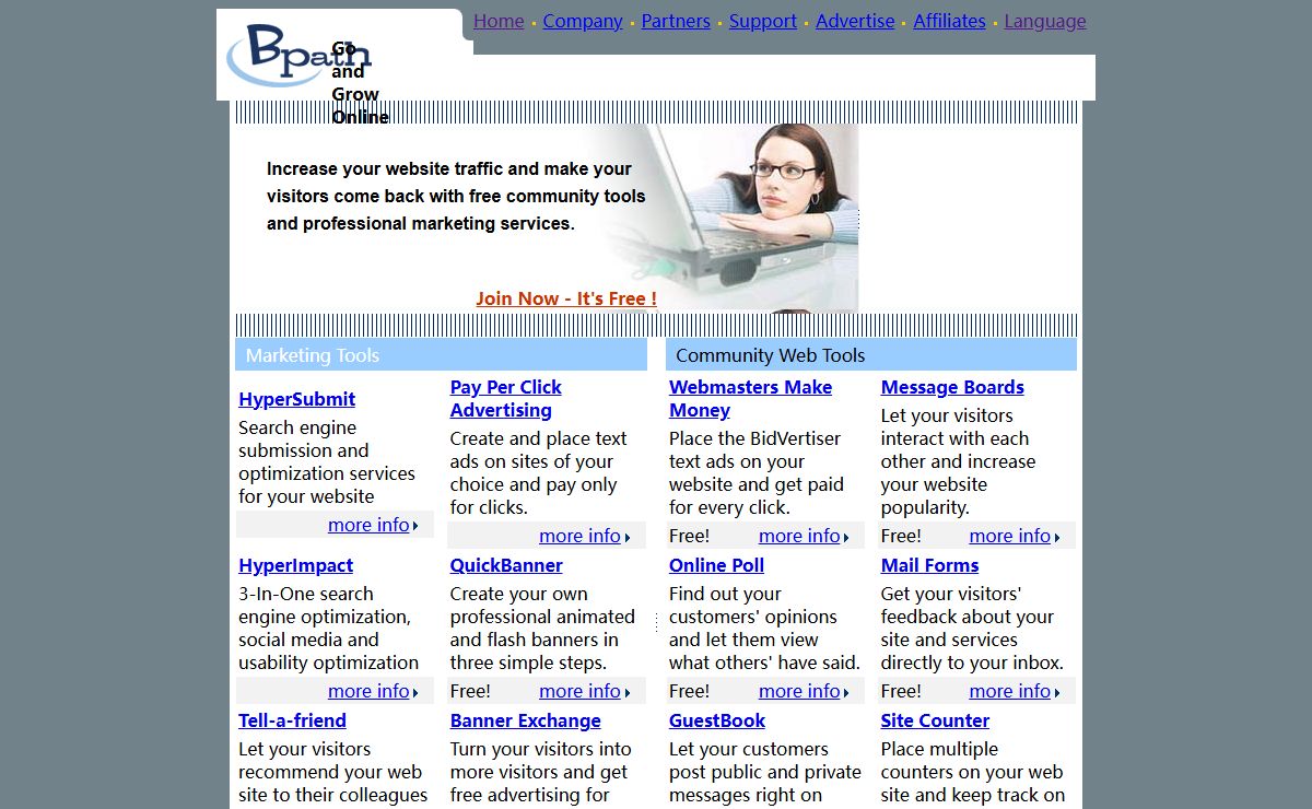 Bpath - Free Web Tools - Banner Exchange, Search Engine Submission, Guestbook, Poll, Counter, Message Board, Tell a Friend, Banner Make and More