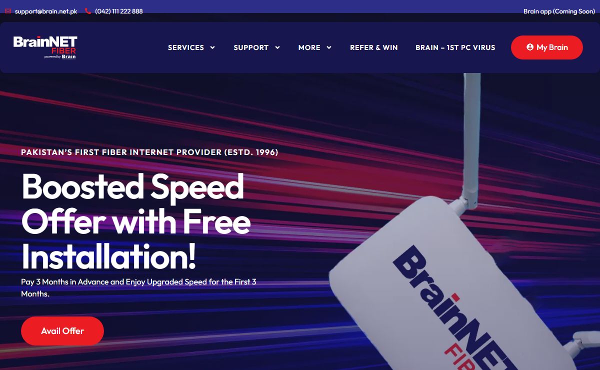 BrainNET Fiber - Best Internet in Lahore!