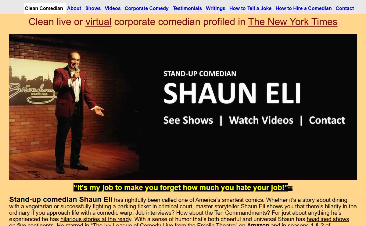Clean Live or Virtual Comedian & Corporate Comedy | Shaun Eli 2025