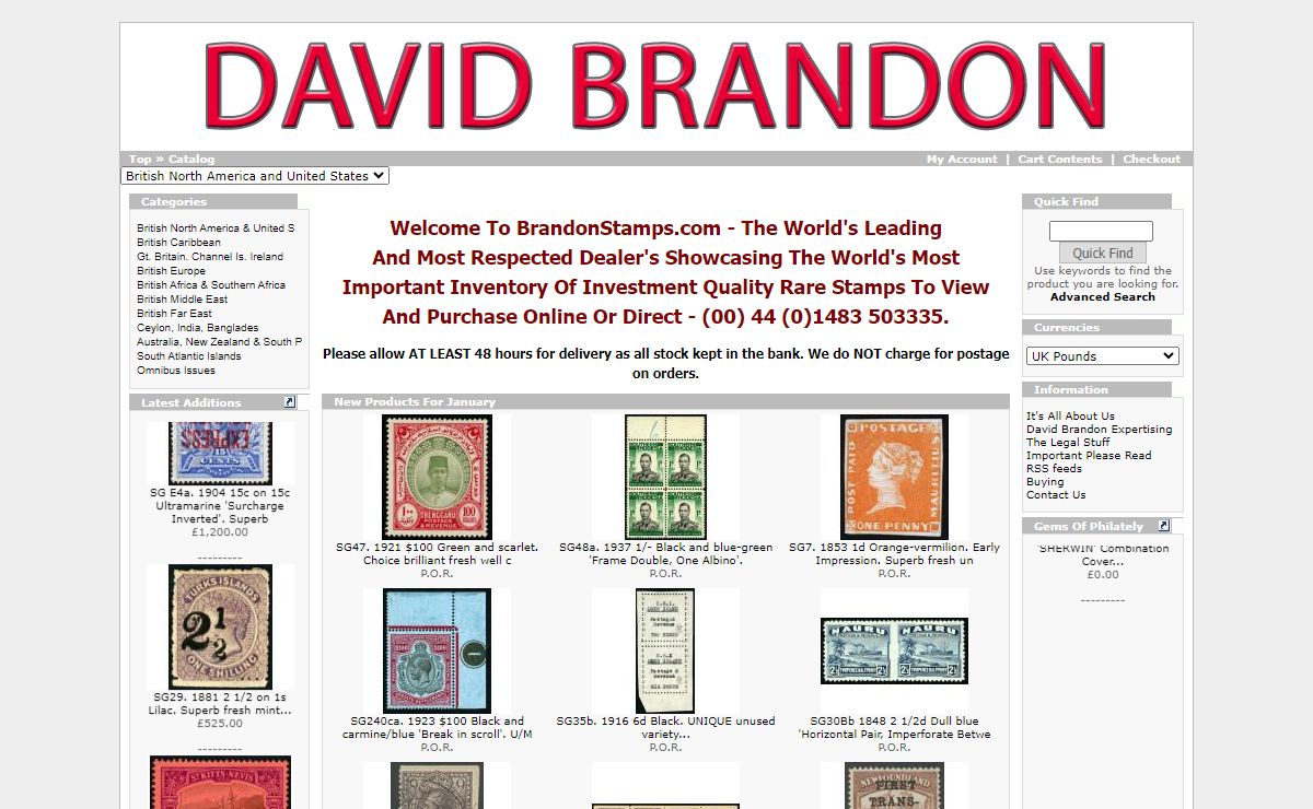 Brandon Galleries present stamp errors & classic stamps