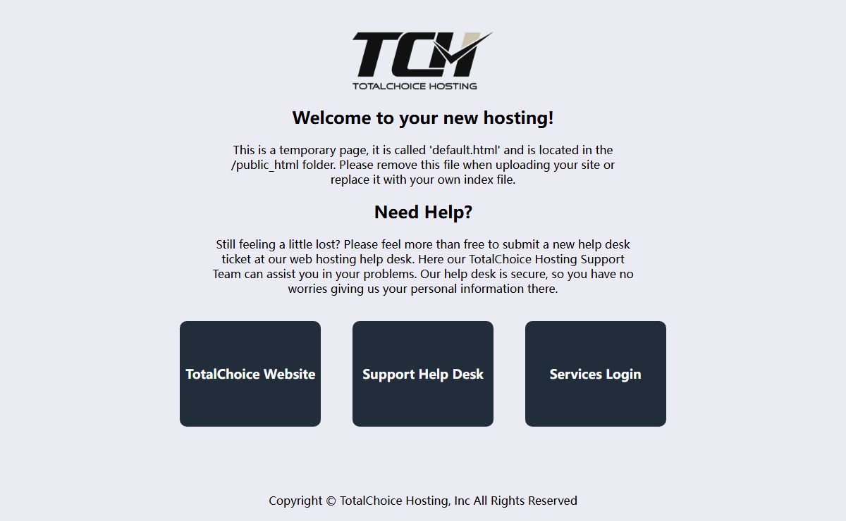 TotalChoice Hosting - New Account