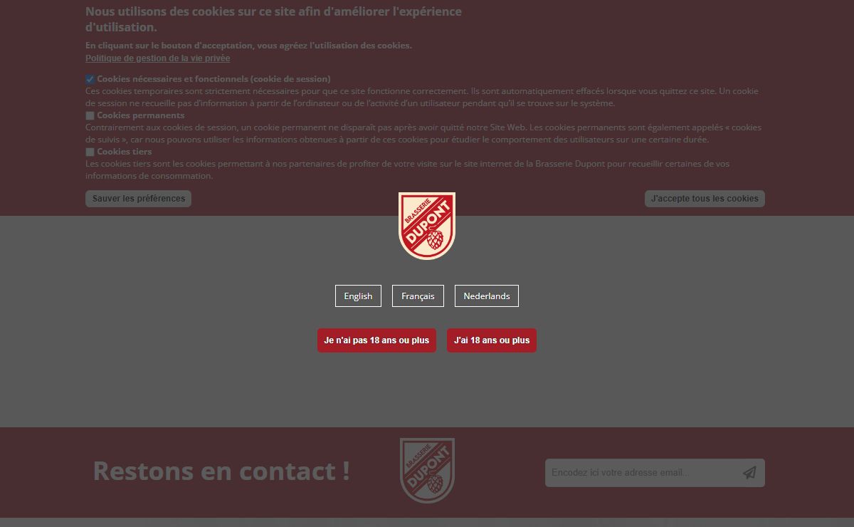 Please Verify Your Age | Brasserie Dupont