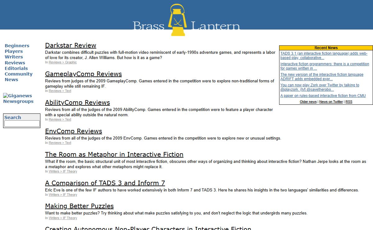 Brass Lantern Adventure Games Information