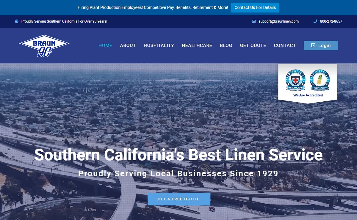 Restaurant, Hotel, and Healthcare Linen Rental in California | Braun Linen
