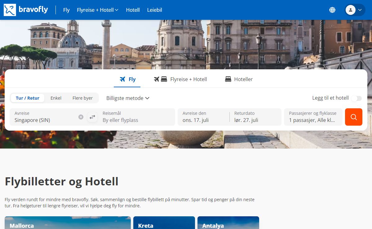 Flybilletter, Hotell og Reise | Bravofly