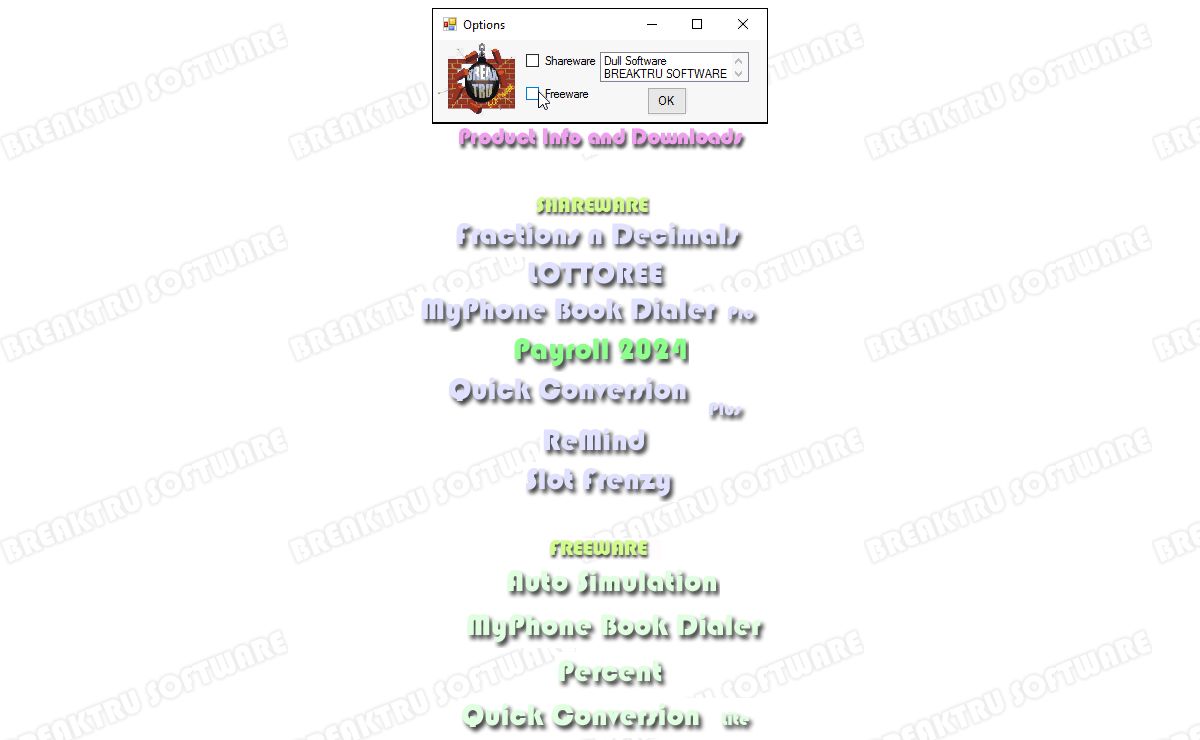 Breaktru Software developers Shareware Freeware web site