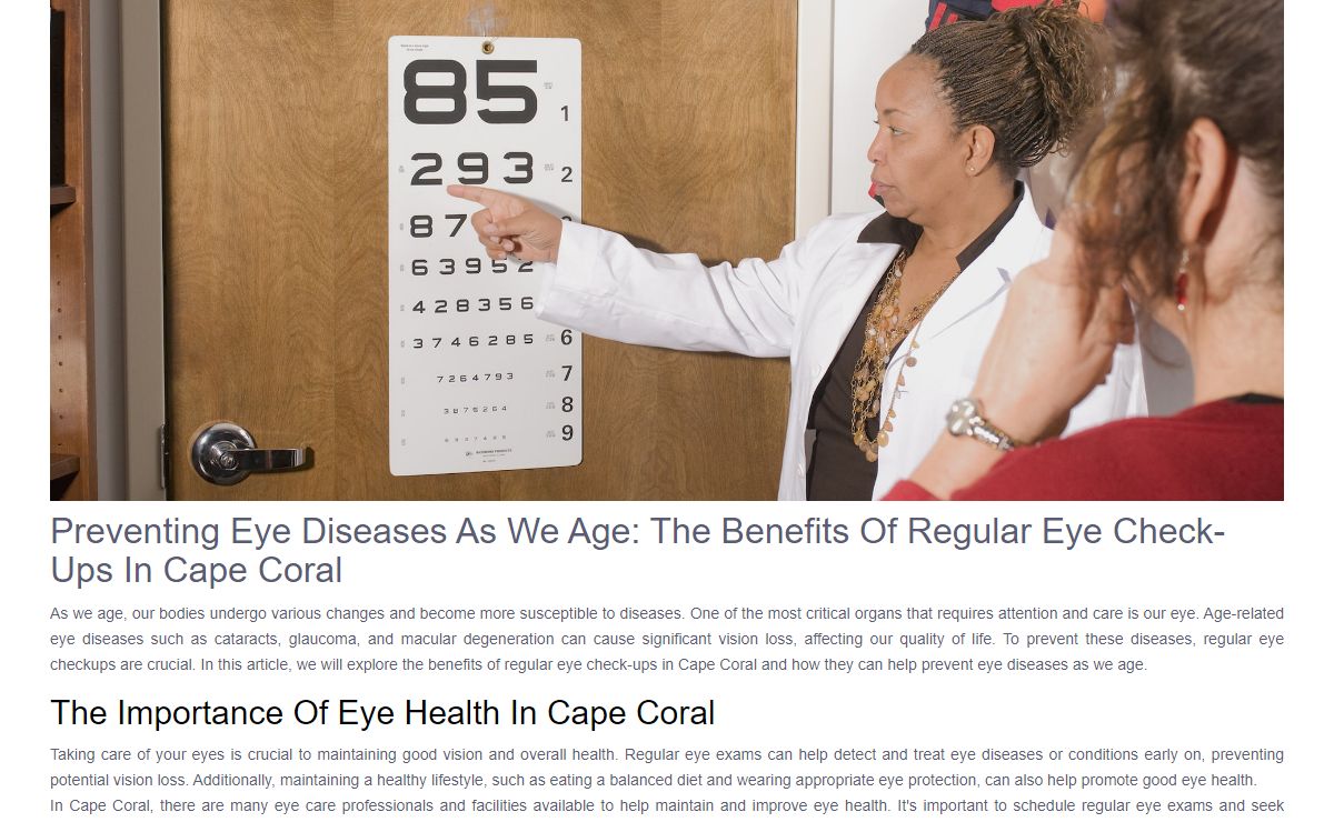Preventing Eye Diseases As We Age: The Benefits Of Regular Eye Check-Ups In Cape Coral