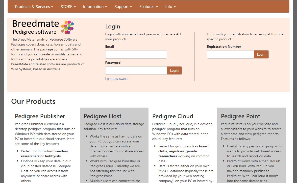 Pedigree software for dogs, cats, cattle, goats