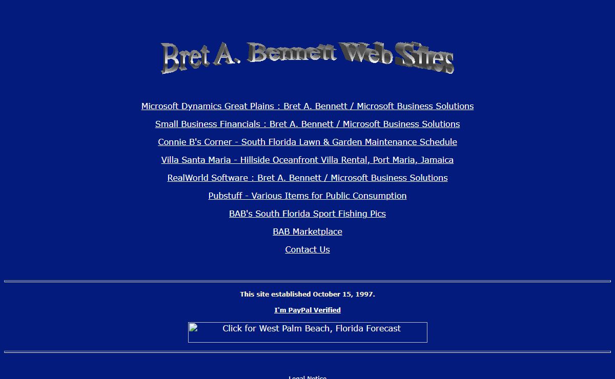 Bret A. Bennett Web Sites