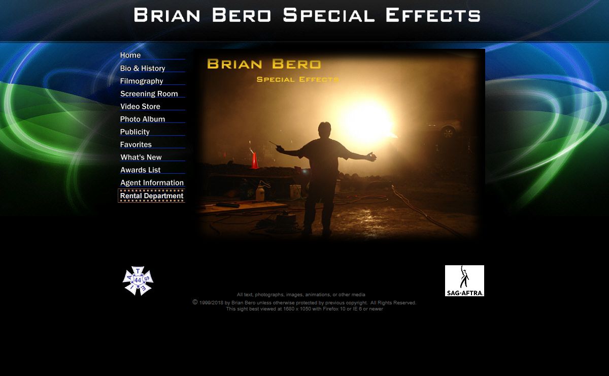 Brian Bero Official Web Site - Special Effects, BBFX, Filmmaker, Film and Television Wardrobe Rental