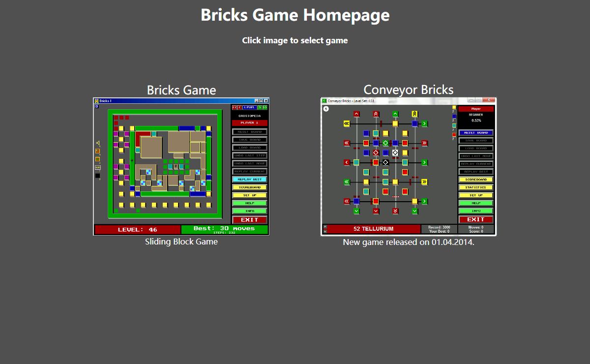 Bricks Game Home Page