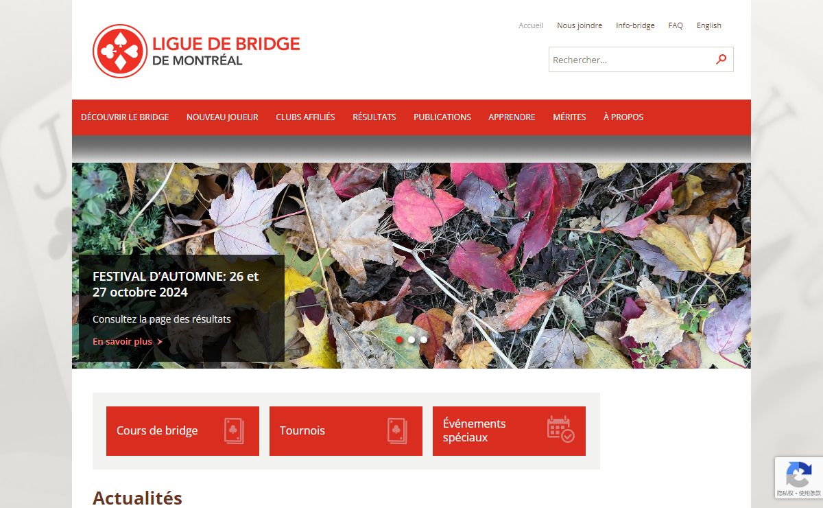 Accueil - Ligue de bridge de Montréal
