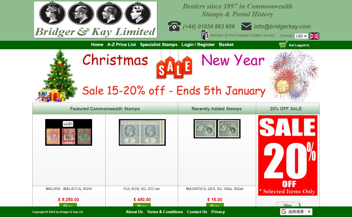 British Commonwealth Stamps - Bridger & Kay - Since 1897
