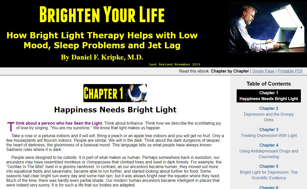 Happiness Needs Bright Light | Chapter 1 of Brighten Your Life, an ebook by Daniel F. Kripke, M.D.