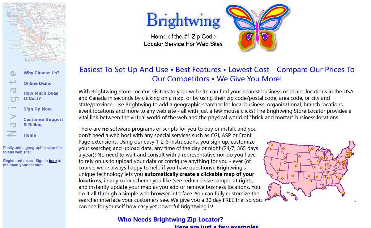 Brightwing - Install A Zip Code Locator Map On Your Web Site