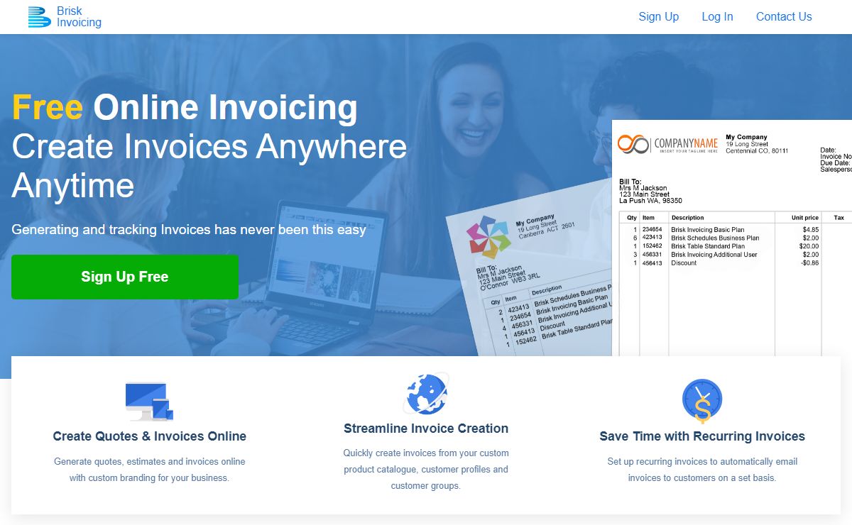 Free Online Invoicing. Send Your First Invoice Today - Brisk Invoicing