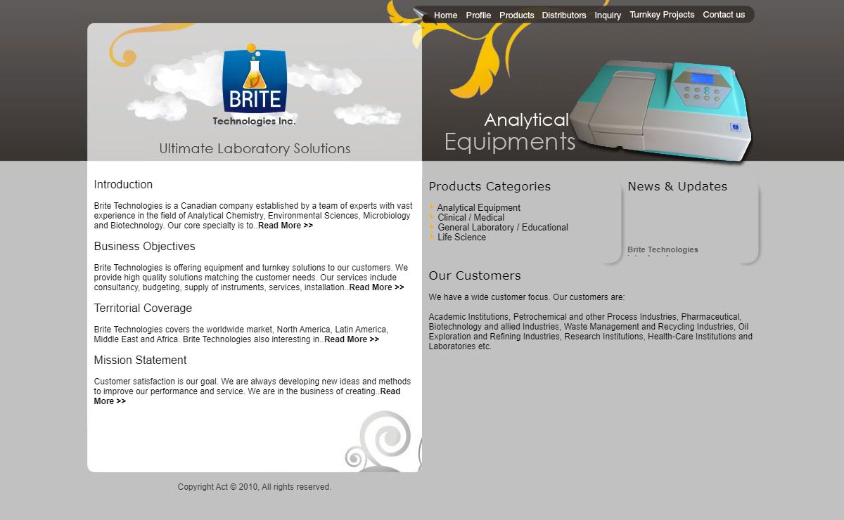 Brite Technologies, Ultimate Laboratory Solutions, Analytical Equipment, Clinical/ Medical Education Products, Refrigerators (scientific), Laboratory Equipments (axiom Gmbh), Canada.