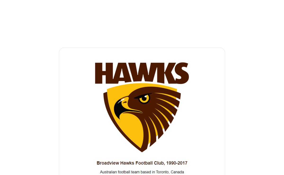 Broadview Hawks: Australian Football Club (Toronto, Canada)