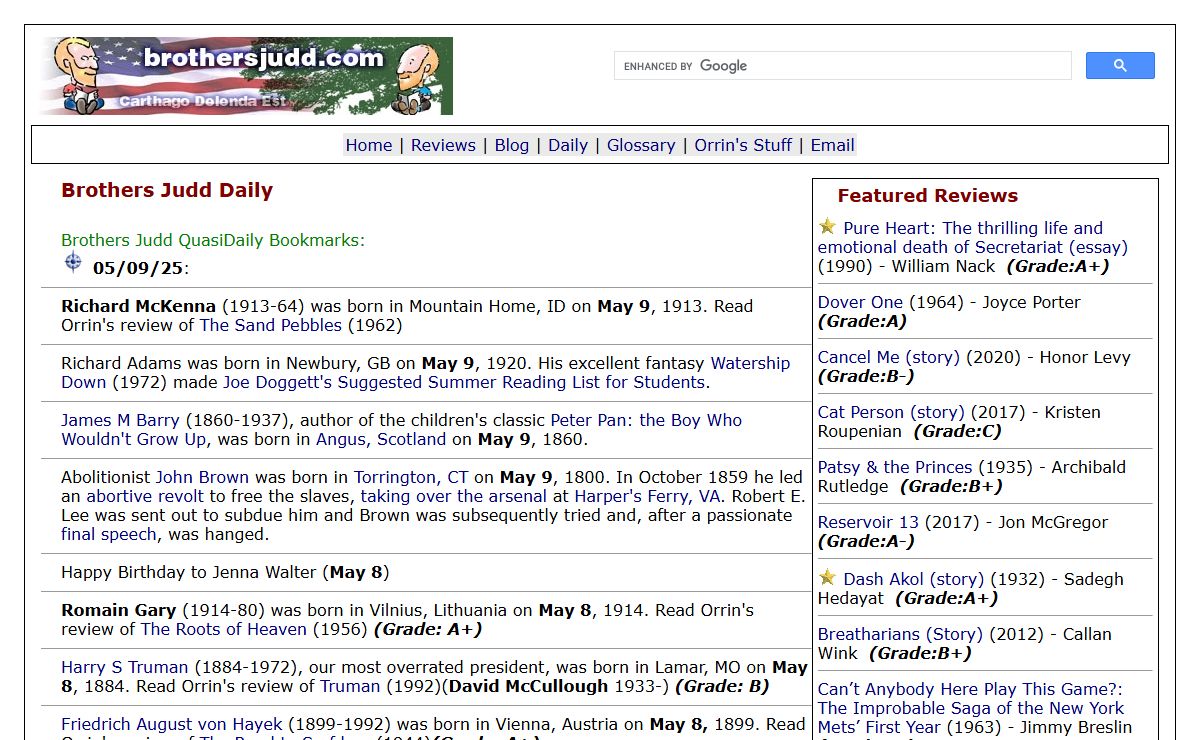 Brothers Judd Good Books and Recommended Reading - 09-May-25