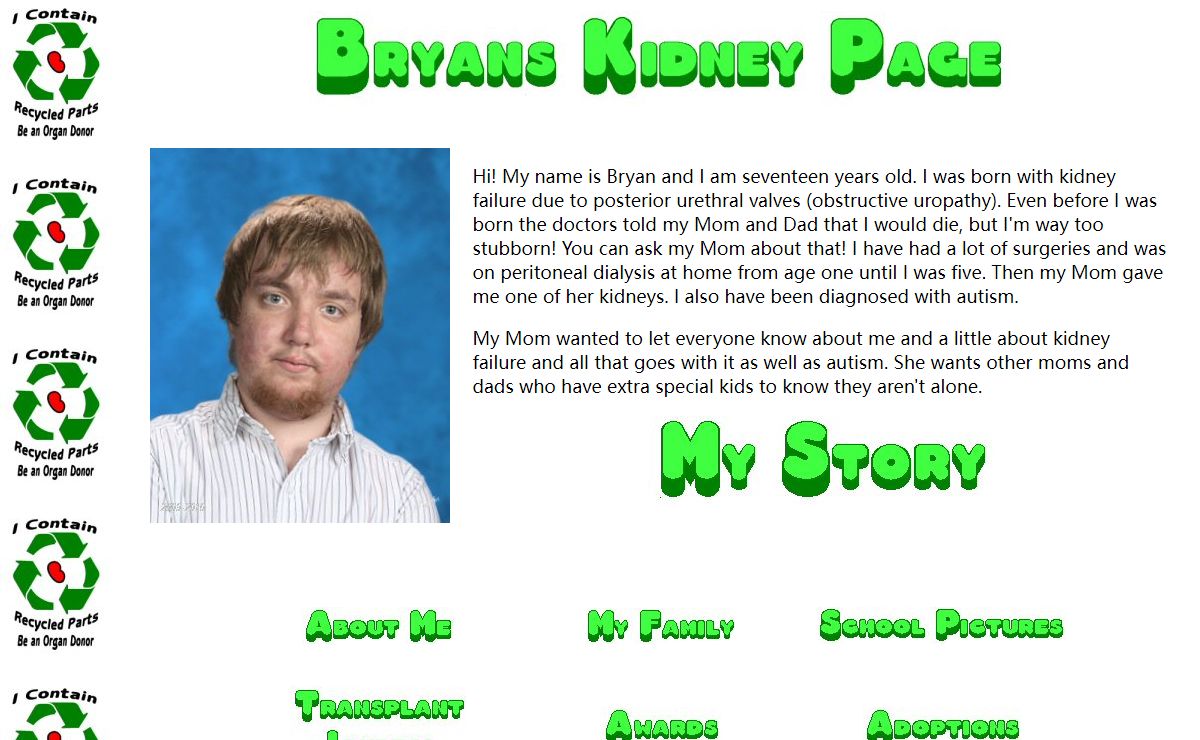 Bryan's Kidney Page
