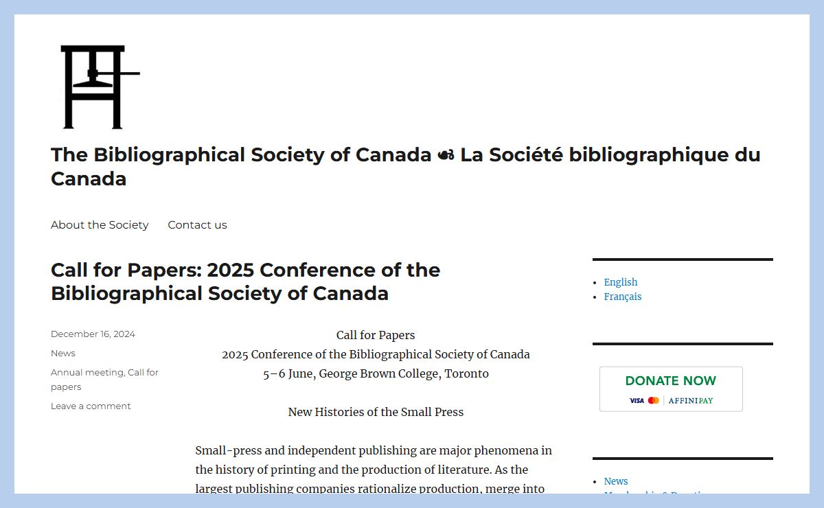 The Bibliographical Society of Canada ☙ La Société bibliographique du Canada