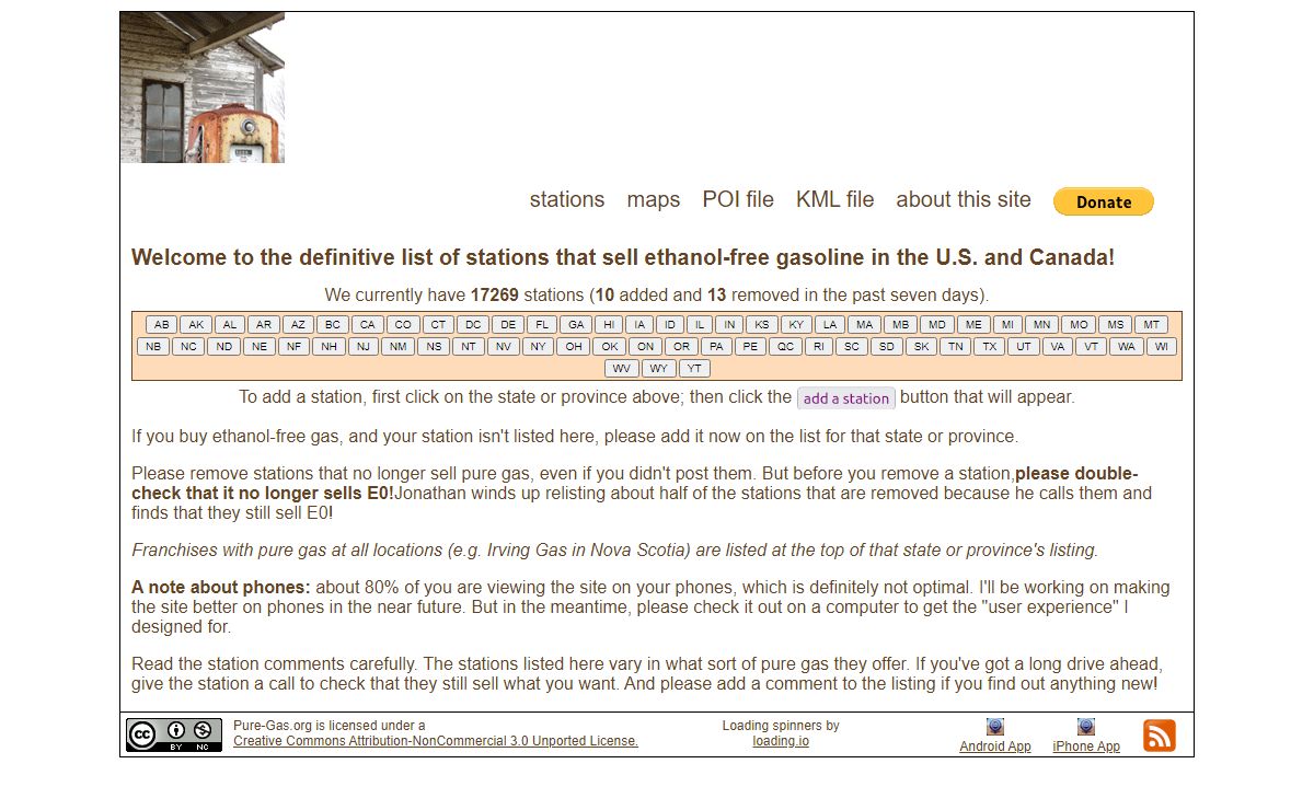 Pure-gas.org - ethanol-free gasoline in the U.S. and Canada