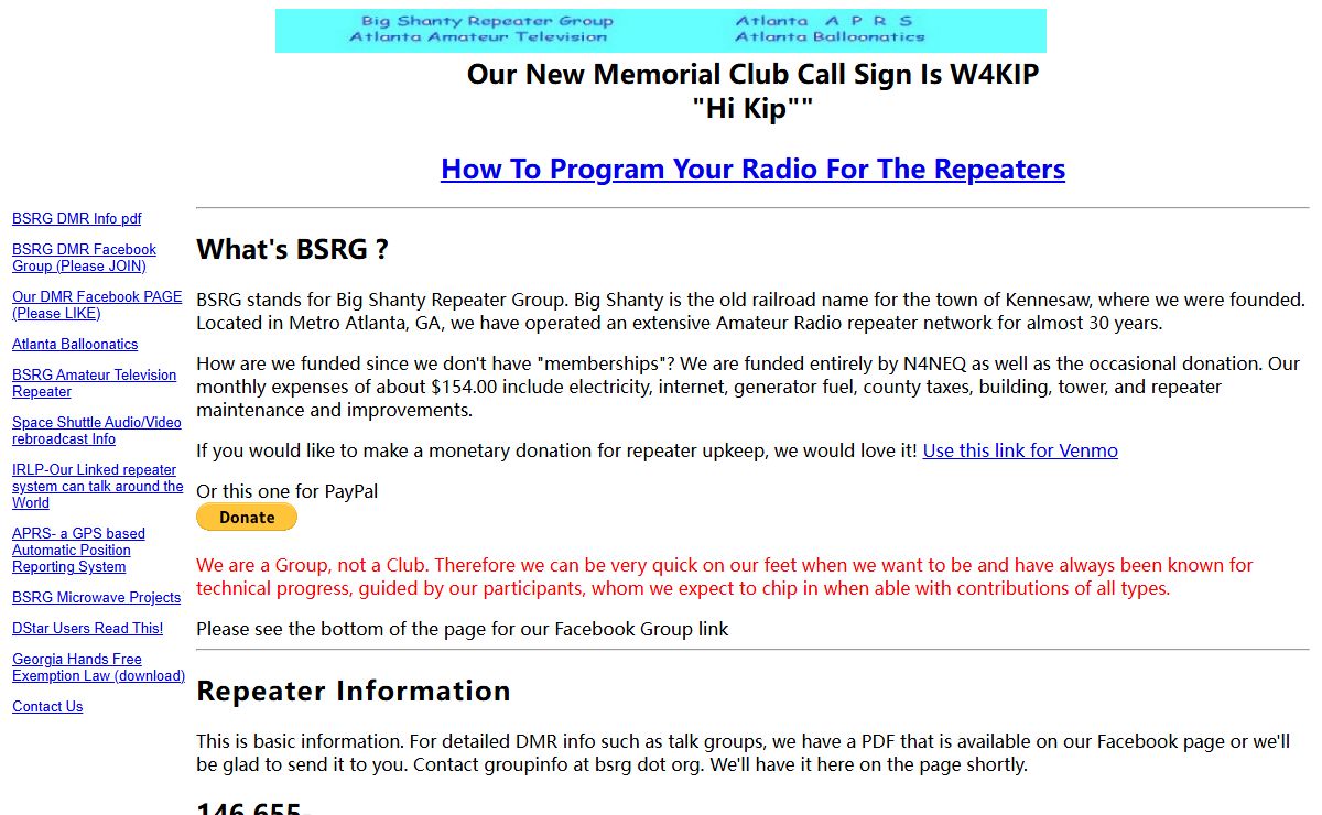 BSRG : Big Shanty Repeater Group : APRS : Balloonatics : Atlanta ATV Home Page