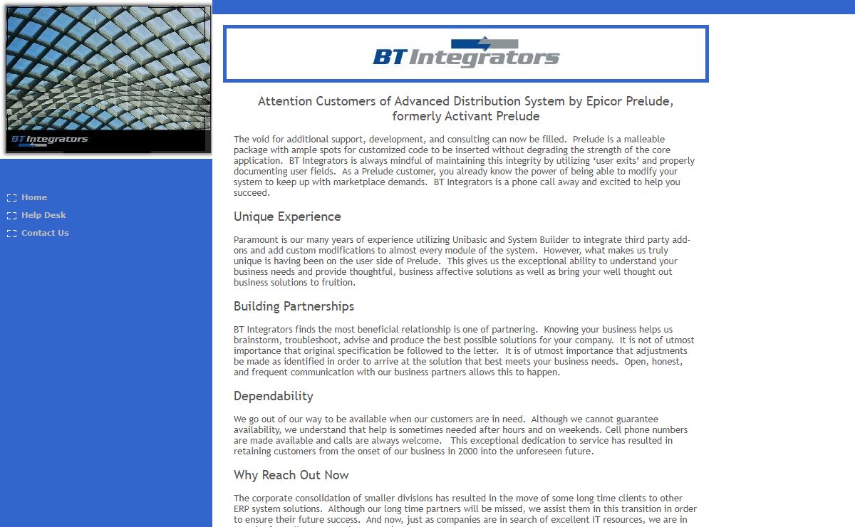 BT INTEGRATORS - Epicor Prelude IT Solutions