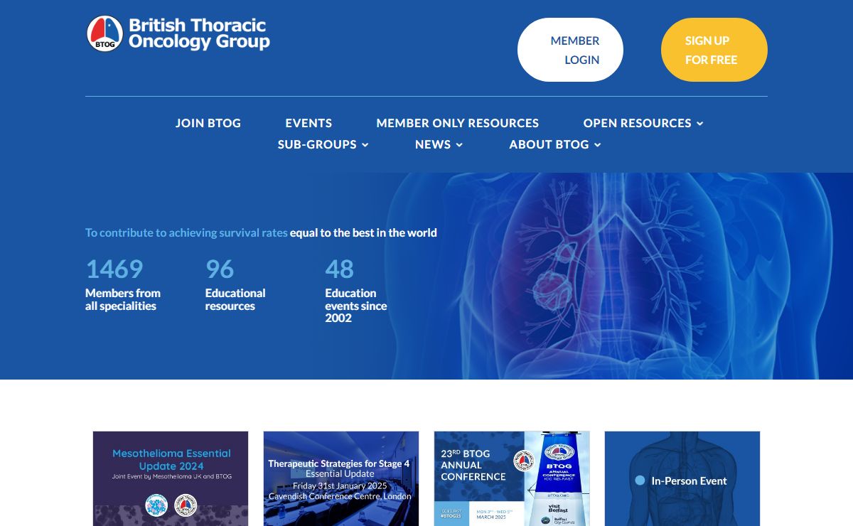 BTOG | British Thoracic Oncology Group | BTOG’s Vision is to contribute to achieving survival rates equal to the best in the world.