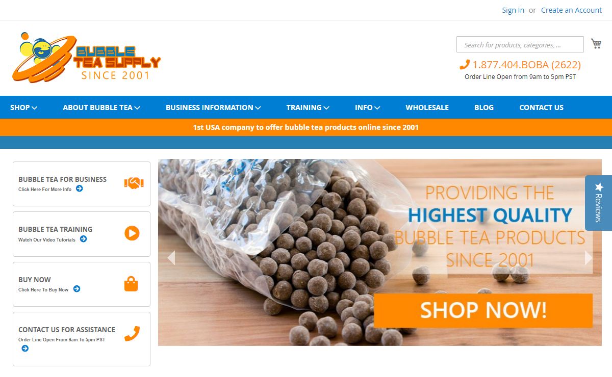 Bubble Tea Supply Wholesale: 1st USA company to offer bubble tea online since 2001