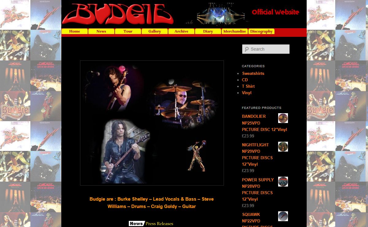 - The Official Budgie Rock Band Web Site with Tour Dates, Record Releases and PhotographsThe Official Budgie Rock Band Web Site with Tour Dates, Record Releases and Photographs | The Official Budgie Rock Band Web Site with Tour Dates, Record Releases and Photographs