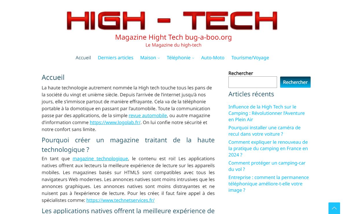 Accueil - Magazine Hight Tech bug-a-boo.org