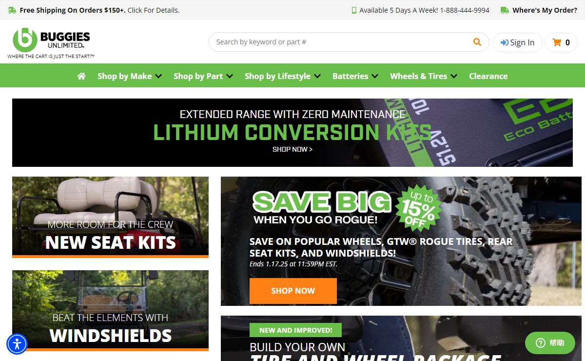 Golf Cart Parts & Accessories | BuggiesUnlimited.com