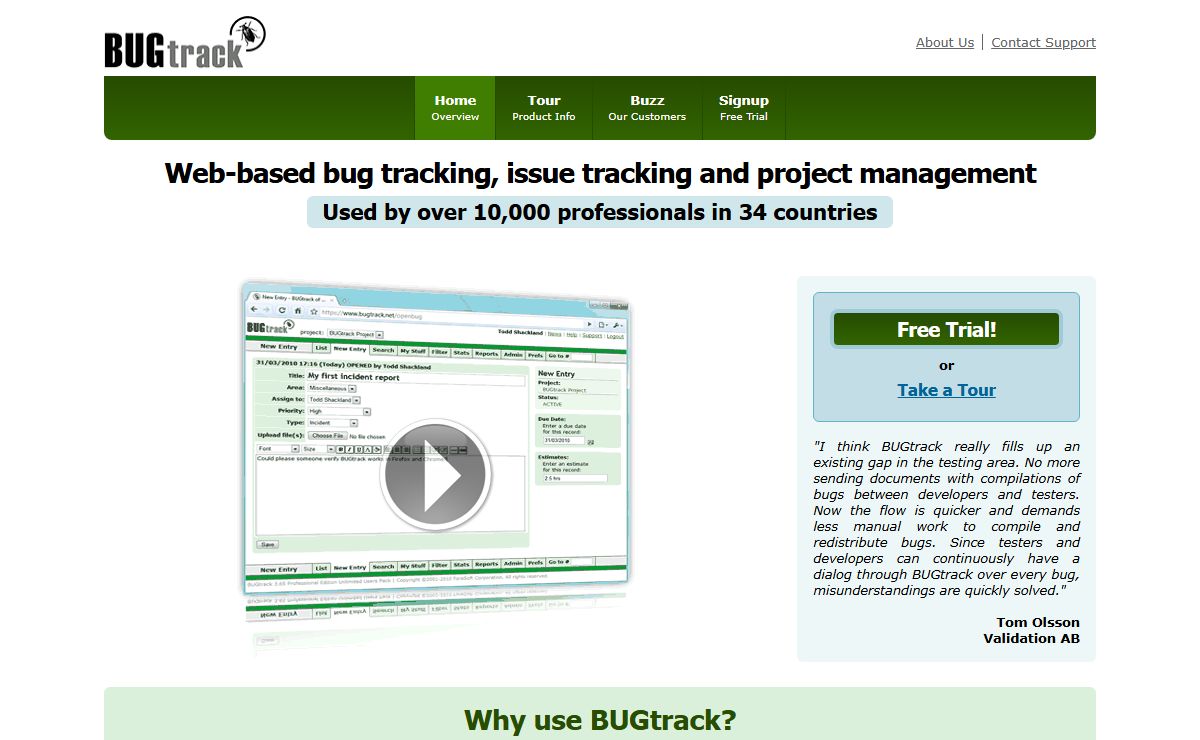 Web Based Bug Tracking - Issue Tracking System - Online Project Management Software - BUGtrack