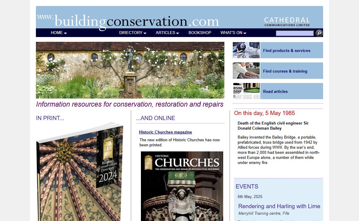 The Building Conservation Website: information centre for the conservation, restoration and repair of historic buildings