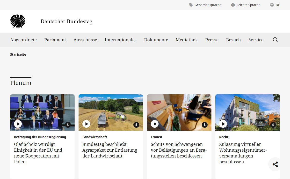 Deutscher Bundestag - Startseite