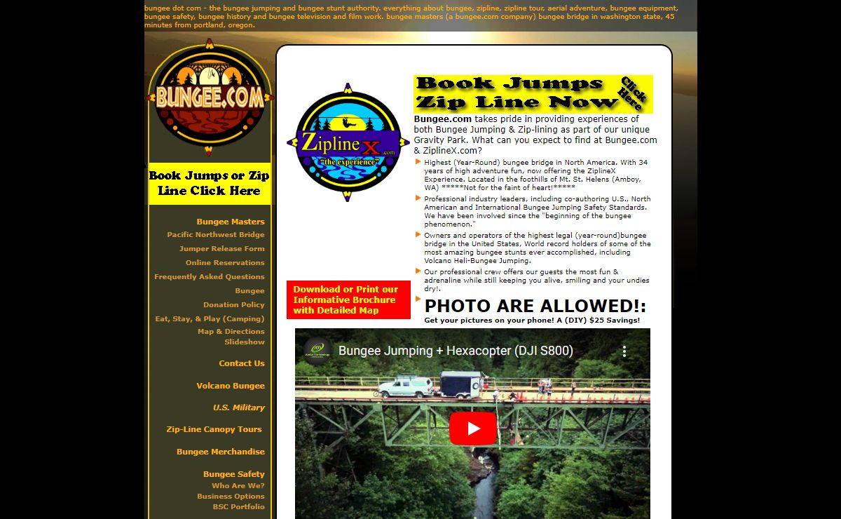 Bungee.com - bungee jumping and bungee equipment, professional hollywood stunts, extreme sports, bungee jumping into volcanos, bungee trampolines.<