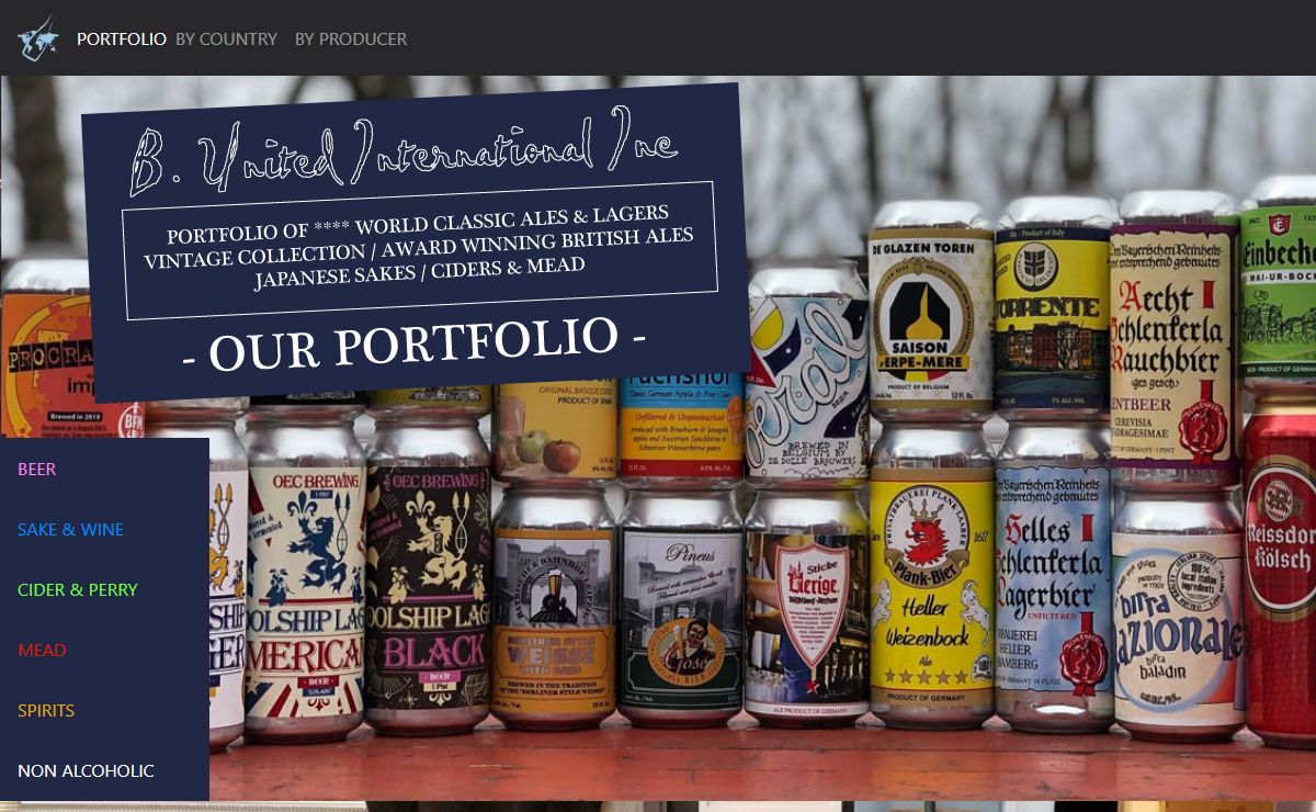 B. United International Inc. | www.bunitedint.com | Portfolio of **** World Classic Ales & Lagers / Vintage Collection / Award Winning British Ales / Japanese Sakes / Ciders / Meads
