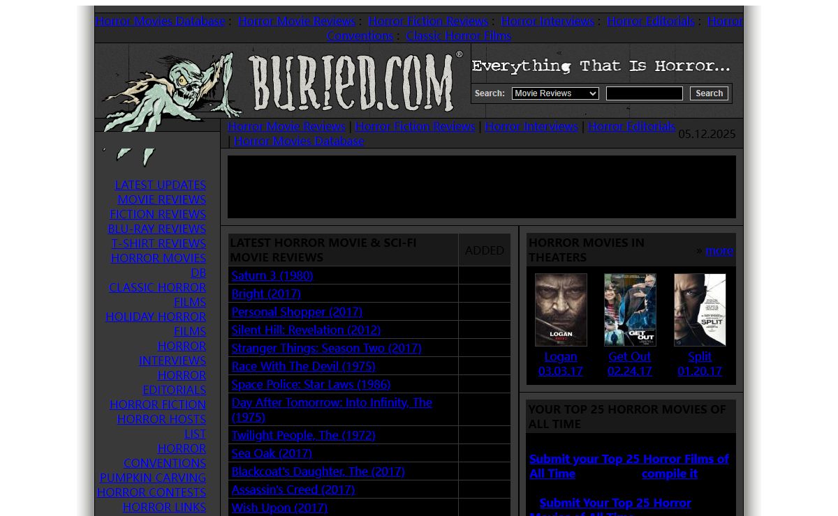 Horror movie reviews, horror movies, fiction reviews, interviews, science fiction movies - Everything Horror - Buried.com