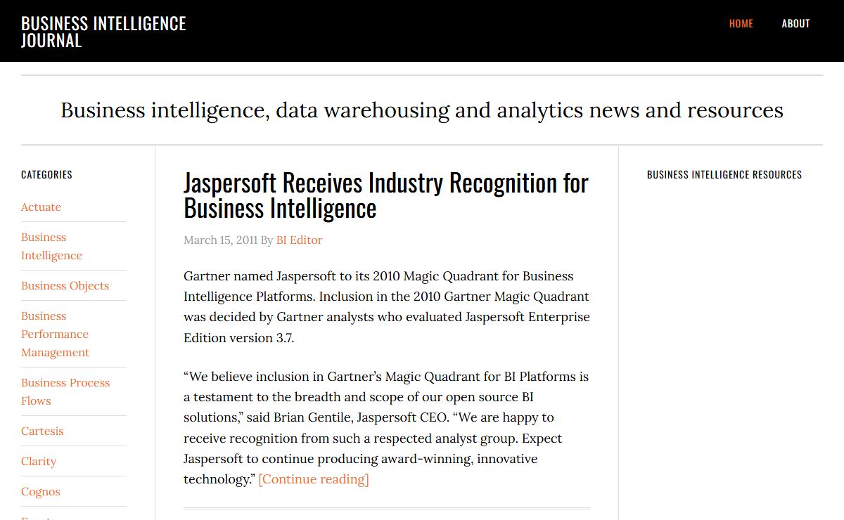 Business Intelligence Journal – Business intelligence, data warehousing and analytics news and resources