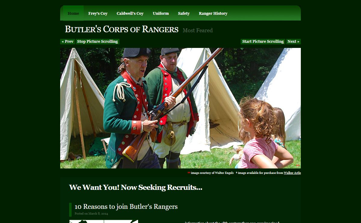 Loyalist re-enactors - Butler's Corps of Rangers